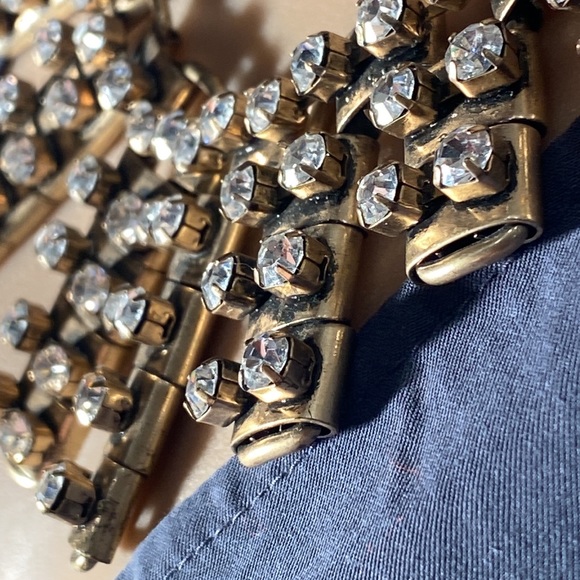 J CREW - necklace: gold tone w asymmetrical chunks & rhinestones throughout - Picture 4 of 16